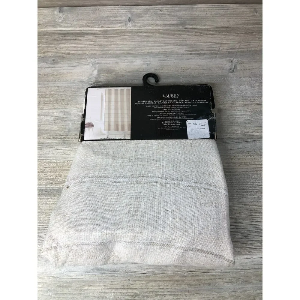 💥 RALPH LAUREN Shower Curtain Natural Beige Textured Stripe 70x72 NEW